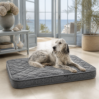 Matelas orthopédique gris matelassé pour chien, lit pour animaux de compagnie pour chiens âgés, de taille moyenne et grande, pour le repos sur le sol en intérieur