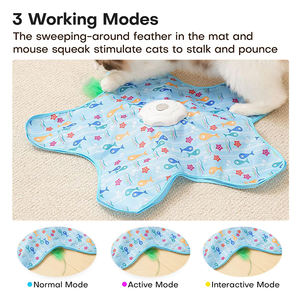 Jouet interactif rechargeable en plastique pour chat, motif dessin animé, avec plumes mobiles dissimulées, activé par le toucher, pour jeu de cache-cache - Product Image 3