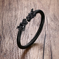 Bracelet en acier inoxydable pour homme Dragon Bracelet en câble doré
