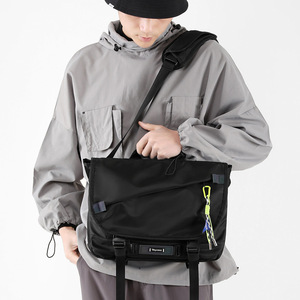 Wepower Men's Messenger <b>Bag</b> <b>Large</b> Nylon Durable <b>Crossbody</b> <b>Bag</b> For Everyday Use Solid Color With Embossed Logo - Product Image 2