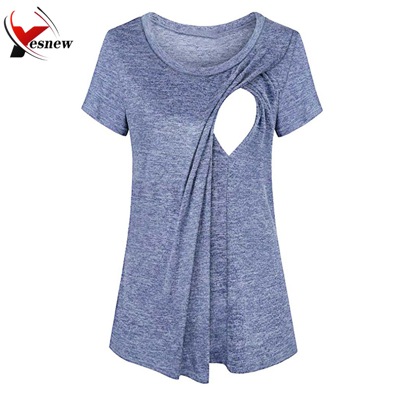 Женский топ для кормящих матерей, майка для грудного вскармливания, футболка, двухслойная рубашка с коротким рукавом, рубашка для беременных