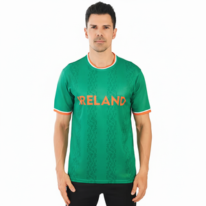 Para camiseta de entrenamiento de fútbol, camiseta de día de entrenamiento, tela transpirable de poliéster 100% de alta calidad, conjuntos de uniformes de fútbol irlandés, Parte delantera corta - Product Image 1