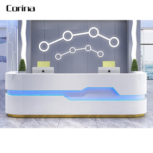 Comptoir de réception de luxe en pierre artificielle avec éclairage LED pour hôtel, salon de beauté, salon de coiffure - Product Image 2