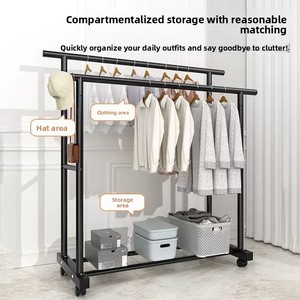 Séchoir à linge sur pied en acier au carbone, moderne et minimaliste, épaissi, pliable et mobile pour chambre à coucher et intérieur - Product Image 3