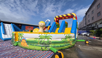 Parcours d'obstacles gonflable dinosaure Lilytoys avec deux toboggans, sauteur en PVC certifié CE pour enfants