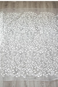 Tissu en dentelle blanche à petites feuilles, <span class=keywords><strong>tulle</strong></span> brodé motif floral élégant pour robes et rideaux féminins - Product Image 6