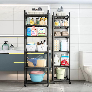 Chariot de rangement de cuisine mobile moderne à 6 niveaux en acier au carbone, sur roulettes, type autoportant, durable, 40x32x170cm - Product Image 2