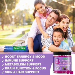 Etiqueta privada Vitamina B Complejo Gummies Energía Estado de ánimo Soporte inmunológico Sabor a uva natural Suplementos dietéticos veganos - Product Image 4