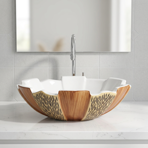 Lavabo de salle de bain rectangulaire moderne en granit jaune imprimé pour usage hospitalier, à poser sur le plan - Product Image 6