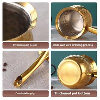 Martelé arabe turc Mini cafetières de cuisinière en acier inoxydable cruche chauffe-lait marmite à chocolat avec couvercle et poignée