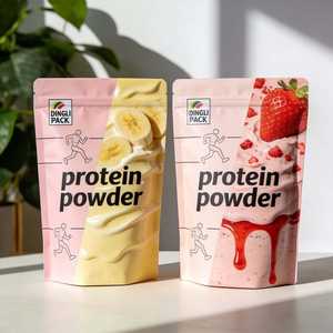 Emballage personnalisé pour poudre de protéines avec logo imprimé, sachet refermable avec fermeture éclair, emballage en aluminium résistant à l'humidité - Product Image 2