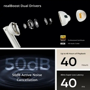 Auriculares inalámbricos <span class=keywords><strong>Realme</strong></span> <span class=keywords><strong>Buds</strong></span> Air5 <span class=keywords><strong>Pro</strong></span> 3D con reducción de ruido activa y sonido espacial BT5.3 originales - Product Image 5