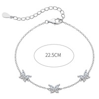 Luxe haute qualité en argent Sterling 925 Bracelet papillon pendentif CZ cubique zircone femmes cadeau Fine chaîne lien Bracelets