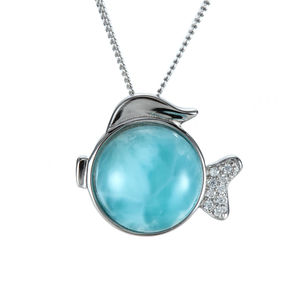 Colgante de Larimar Antiguo de Moda, Joyería de Plata de Ley 925 - Product Image 1