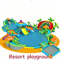 Grand parc aquatique gonflable, piscine à toboggan sur le thème des dragons et des orques, pour la location et les divertissements extérieurs des enfants