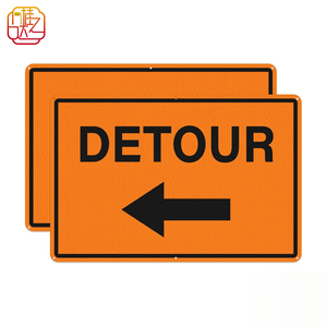Panneau de déviation avec flèche gauche 12 x 18 pouces, panneaux de signalisation routière en aluminium réfléchissant, construction métallique résistante à la rouille et imperméable - Product Image 1