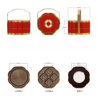 Nouvelle boîte en métal double couche pour gâteaux de lune avec poignée, 8 pièces, pour le Festival de la Mi-Automne, boîte cadeau vide pour l'emballage des gâteaux de lune cantonais