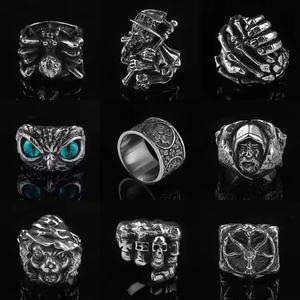 Anillos Personalizados de Joyería Vintage Punk con Diseños de Animales para Hombre: Águila, Dragón, Cruz, Espíritu, Araña. Anillo Abierto Ajustable al por Mayor. - Product Image 1