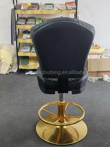 เก้าอี้โป๊กเกอร์คาสิโนหนังสีดำขาโลหะขายส่ง ปรับเอนได้ หมุนได้ 360 องศา พนักพิงสูง - Product Image 3