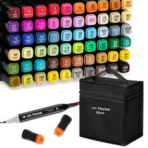 60 Màu Bút Đánh Dấu thiết lập với đôi đầu thiết kế có thể giặt xóa được nghệ thuật đánh dấu cho trẻ em sinh viên nghệ sĩ vẽ tranh màu - Product Image 1