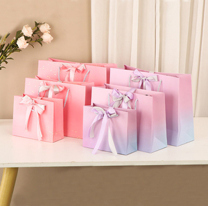 Bolsa de Regalo Rosa con Logotipo Personalizado, Bolsa de Compras para Empaque de Pelucas, Bolsas de Papel con Lazo y Moño con su Propio Logotipo - Product Image 3