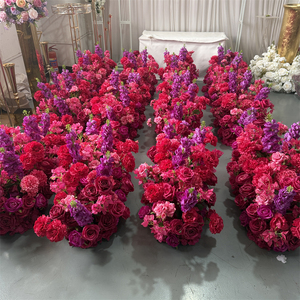 Decorazione personalizzata IFG per l'isola nuziale, <span class=keywords><strong>passatoia</strong></span> floreale rosso, viola, giallo e blu per il corridoio. - Product Image 1