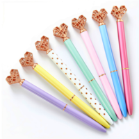 Stylo à bille en alliage métallique en forme de cœur, creux, avec grand diamant en cristal incrusté, écriture fluide 1,0 mm, cadeau pour étudiant