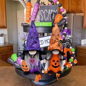 Decorazioni Gnome fatte a mano di Halloween 2 pezzi Tomtes svedesi ornamenti di peluche con decorazioni natalizie a pipistrello ragno - Product Image 2