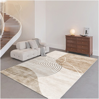 Tapis carré en velours géométrique moderne Tapis de pied antidérapant avec fonction lavable pour chambre salon ou canapé