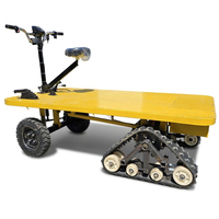Chariot à plateforme électrique tout-terrain robuste motorisé à chenilles arrière en caoutchouc pour outils agricoles et de transport