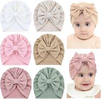 Chapeaux turban doux personnalisés avec nœud beignet pépinière hôpital casquettes bonnets bonnets pour bébé filles nouveau-nés nourrissons tout-petits