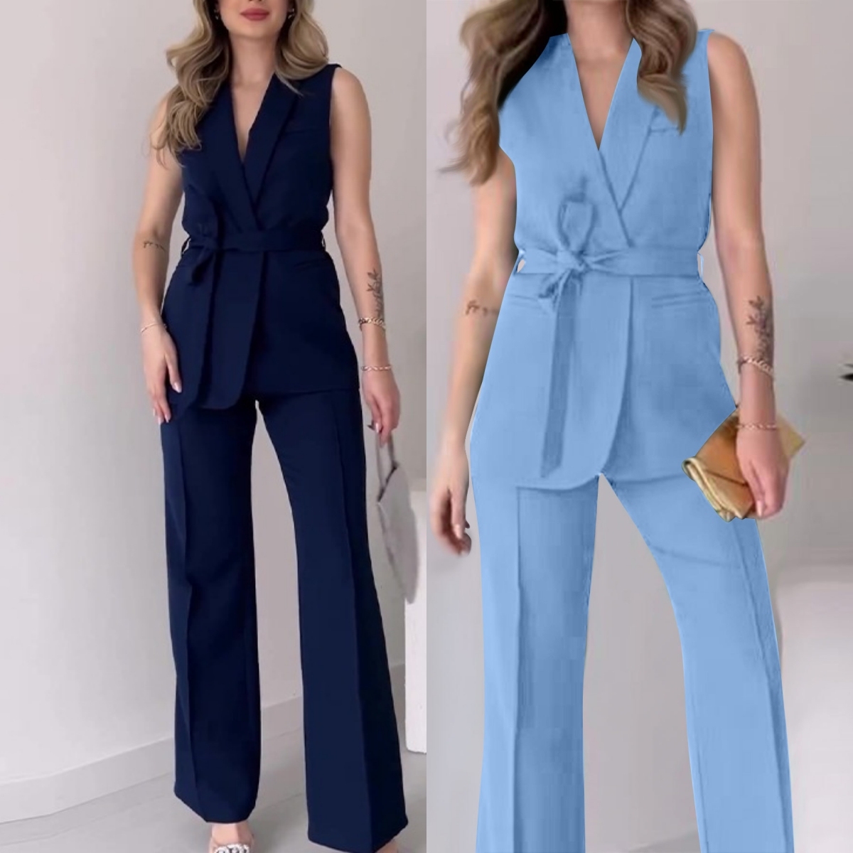 Latest Design Outfits for Women Formal Sets Elegant Ladies Suits Office Wear Top and Pants Two Piece Set Women Clothing