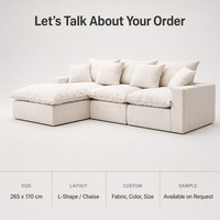 Canapé Cloud UJOY LM116 265cm en L, trois places, avec ottoman, assise profonde mobile en mousse, mobilier de salon pour appartement, OEM