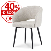 Chaises de salle à manger design nordique en tissu, chaises rembourrées avec accoudoirs pour salle à manger