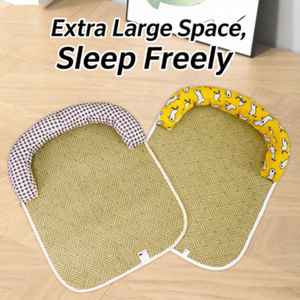 Bestseller Universelle Haustier-Kühlmatte mit Nackenkissen Waschbare Rattan-Gewebematte Sommer-Kühlmatte für Mittelgroße Hunde und Katzen zum Schlafen - Product Image 5
