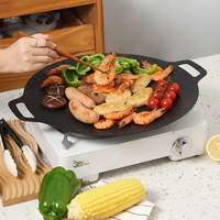 Wajan Panggang Bulat Anti Lengket Logam Cor Korea Xingwang untuk BBQ, Memanggang, Memasak di Luar Ruangan, dan Berkemah