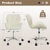Chaise de bureau ergonomique moderne en velours, matelassée losanges, imperméable, réglable en hauteur, pivotante, confortable, avec structure en fer
