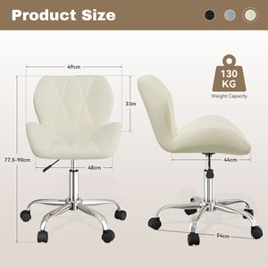 Chaise de bureau ergonomique moderne en velours, matelassée en diamant, imperméable, réglable en hauteur, pivotante, capacité de charge élevée, pour le bureau à domicile - Product Image 4