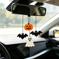 Désodorisant suspendu d'Halloween : Cartes parfumées à la citrouille, découpées sur mesure, amovibles pour voiture, maison et bureau