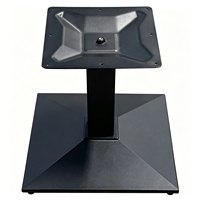 Base de table carrée en fonte 450x450xH400mm |   Base inclinée avec barre de traction, revêtement en poudre noire, pour table de bistrot ou de café