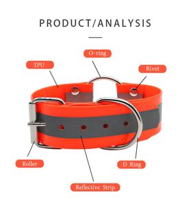 Muker 2 ''Wide Reflective Multicolor TPU Webbing Pet Dog Collar Belt Waterproof O Ring Solid Pattern Decorated Rivet Wholesale - Product Image 3
