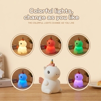 Nouvelle lampe de chevet LED rechargeable USB 5V en silicone licorne avec télécommande pour chambre d'enfant et de bébé