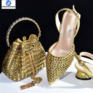 Bolso de zapatos de alta calidad de estilo más nuevo, conjunto de zapatos de mujer con piedras de <span class=keywords><strong>lentejuelas</strong></span> con cuentas, conjunto de zapatos y bolsos para fiesta de boda - Product Image 5
