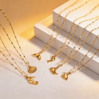 Collar con Colgante de Tortuga y Pulpo de la Serie Océano, Estilo Minimalista Europeo Americano, Unisex, de Acero Inoxidable, Chapado en Oro de 18K