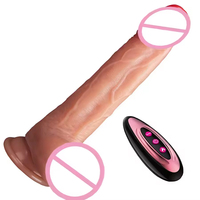 Vente Flash : Jouet Sexuel Télécommandé en Silicone Liquide Chauffant, Réaliste, Grand Dildo Clitoridien, 9 Fréquences de Vibration, Télescopique et Oscillant