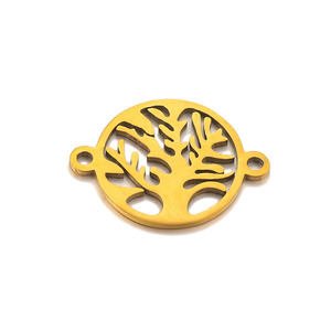 <span class=keywords><strong>Bracelet</strong></span> en acier inoxydable doré breloques rondes avec deux trous breloque <span class=keywords><strong>arbre</strong></span> <span class=keywords><strong>de</strong></span> <span class=keywords><strong>vie</strong></span> pour <span class=keywords><strong>bracelet</strong></span> <span class=keywords><strong>cordon</strong></span> - Product Image 5