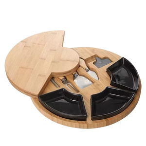 <span class=keywords><strong>Planche</strong></span> à fromage ronde <span class=keywords><strong>planche</strong></span> à <span class=keywords><strong>pain</strong></span> de cuisine en bambou bol en céramique avec ensemble de couteaux - Product Image 1