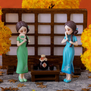 Conjuntos en miniatura modelo lindo desgaste de dibujos animados Cheongsam figuritas de plástico para niñas coleccionables artísticos juguetes regalo de cumpleaños decoración del hogar CECE - Product Image 3