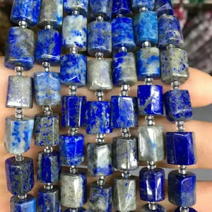 bulk sale Cylinder shape multi color stone beads strand transparent color natural stone for necklace making