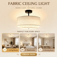 Élégante lampe de plafond en tissu à double cylindre avec finitions noires pour la décoration intérieure